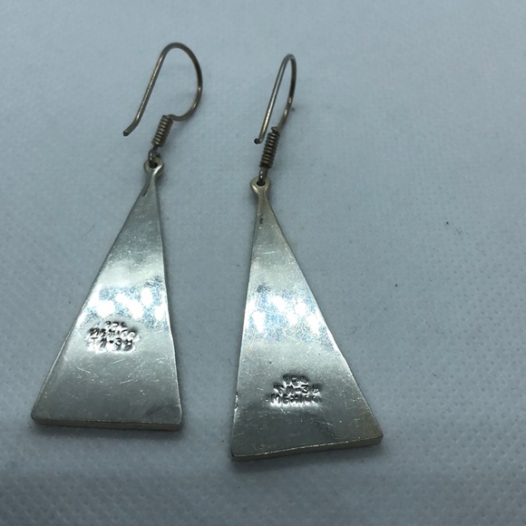 VTG Sterling Navajo Inlay Earrings - Picture 3 of 5